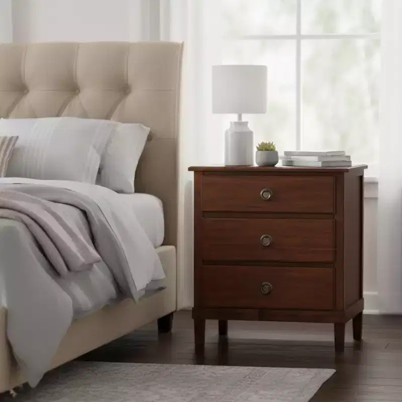 GDFStudio Giulia Rustic 24 3-Drawer Acacia Wood Nightstand