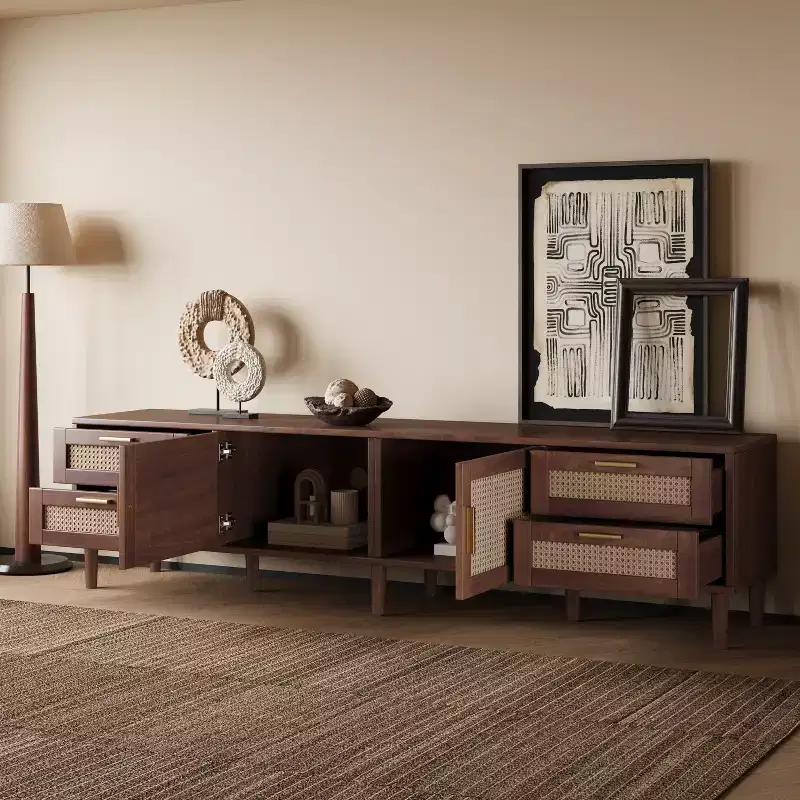 JVNOXK 78 inch Modern Entertainment Center TV Stand, Suitable for Media Cabinets Up to 85 Inches with 4 Drawers and Solid Wood Legs