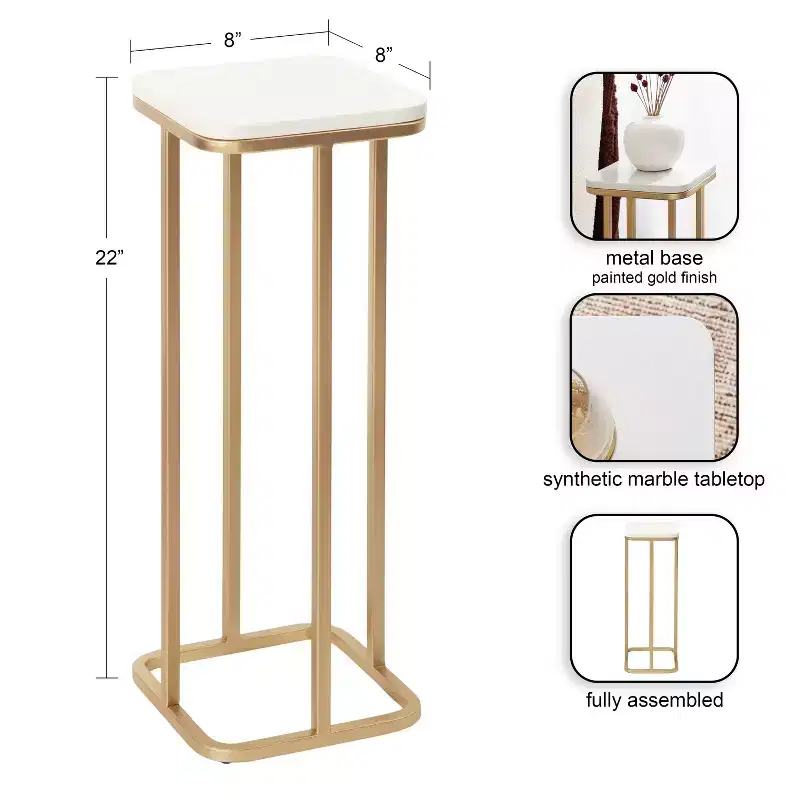 Kate and Laurel Credele Marble and Metal Drink Table