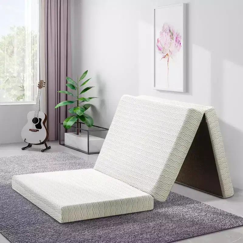 MUUEGM Tri-fold Memory Foam Mattress| Foldable Mattress with Washable Cover, CertiPUR-US Certified
