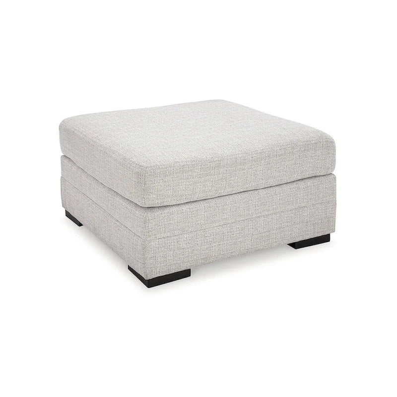 Off White Oversized Accent Ottoman, Plush Cushion, Living Room Footrest