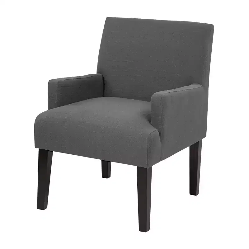 Upholstered Guest Chair with Box Spring Seat and Solid Wood Legs