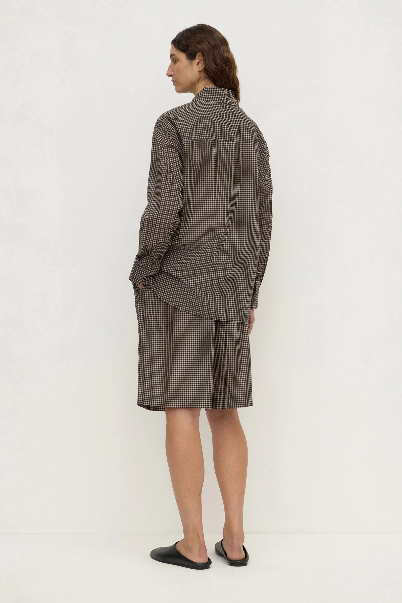 Brown Black Check Long Sleeve Shirt