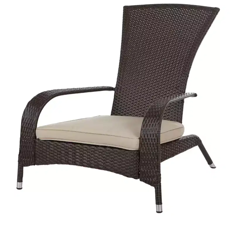 Balkene Home 62966 Coconino Wicker Conversation Set Lightweight & Durable Adirondack Style Chairs All Weather Wicker Includes Khaki Cushions - Mocha