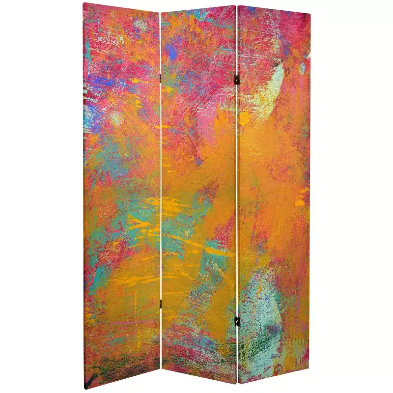 Oriental Furniture 6' Tall Double Sided Color Wheel Canvas Room Divider: No Assembly, Wood Composite