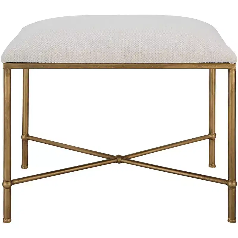 Uttermost Avenham 24 Wide White Fabric Accent Bench