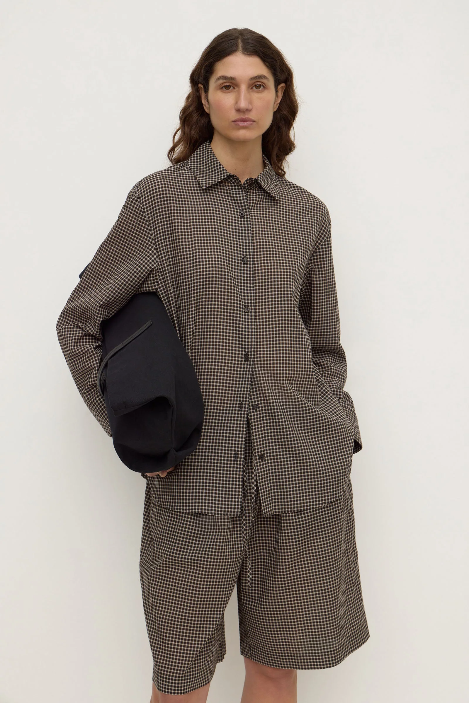 Brown Black Check Long Sleeve Shirt