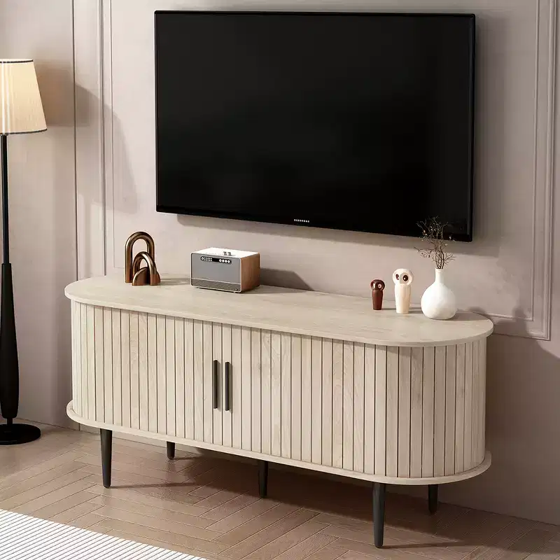 MDF Fluted TV Stand with Sliding Door 55