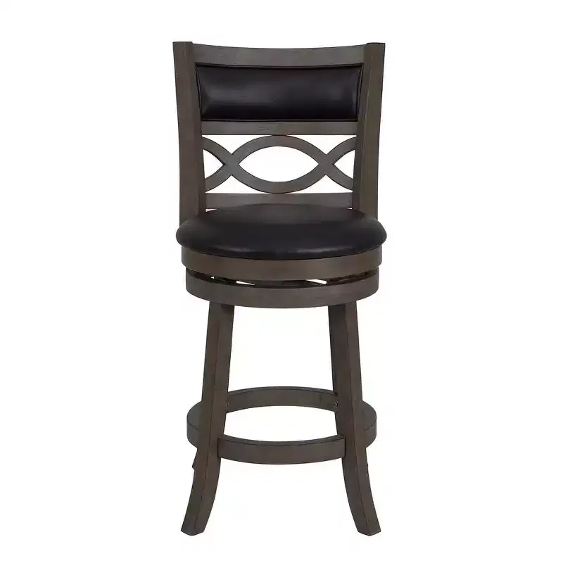 New Classic Furniture, Manchester Gray Wood Swivel Counter Stool With Pu Seat