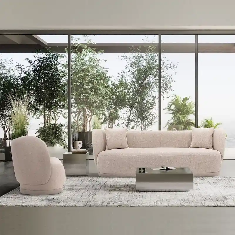 Manhattan Comfort Contemporary Siri Sofa and Accent Chair Set with Pillows