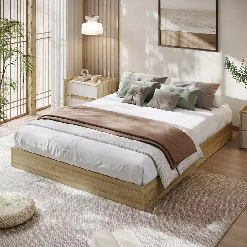 Wood Platform Bed Frame, Minimalist Mattress Foundation Without Headboard, Wood Slat Support, Easy Assembly, No Box Spring Needed