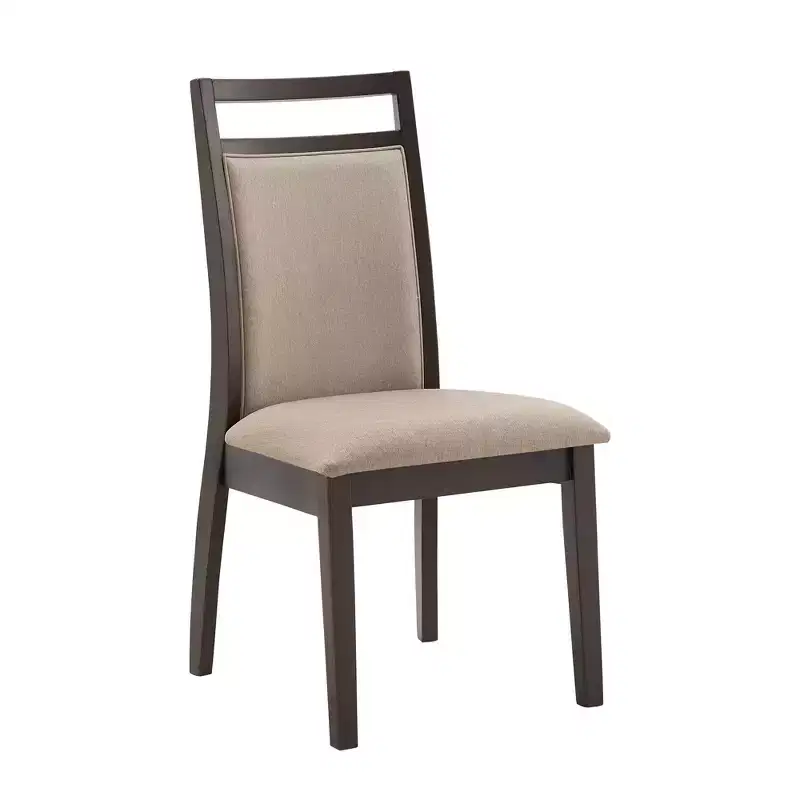 Espresso and Grey Linen Dining Chair (Set of 2) - Brown