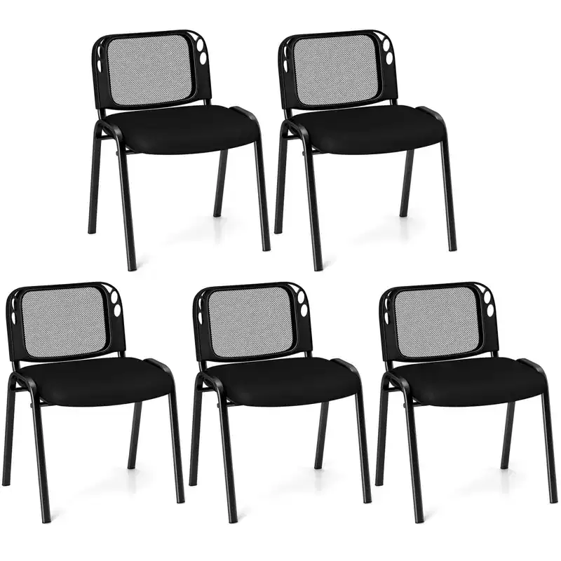 Costway Mesh Conference Room Chairs Set of 5 with Upholstered Fabric Seat for Home Office