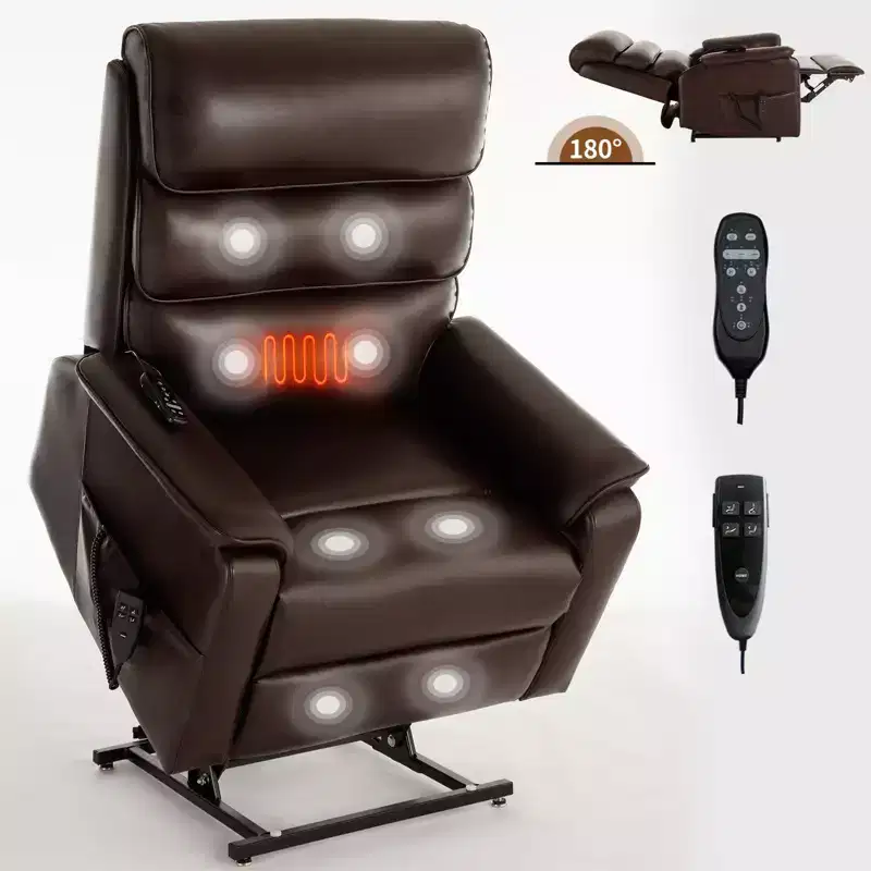 Leatherette Dual Motor Infinite Position Power Lift Recliner Chair with Heat Massage