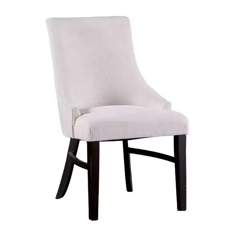 Royal Hampton Dining Armchair Set of 2 with Wingbacks, Padded, Black Wood, Beige
