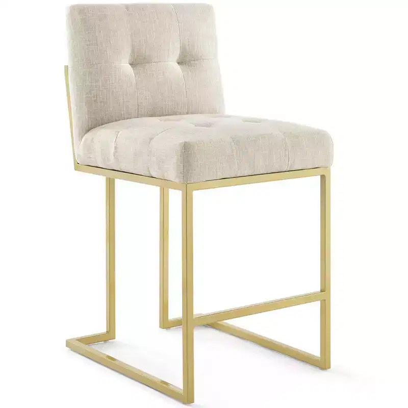 Privy Stainless Steel Upholstered Fabric Counter Height Barstool Gold - Modway