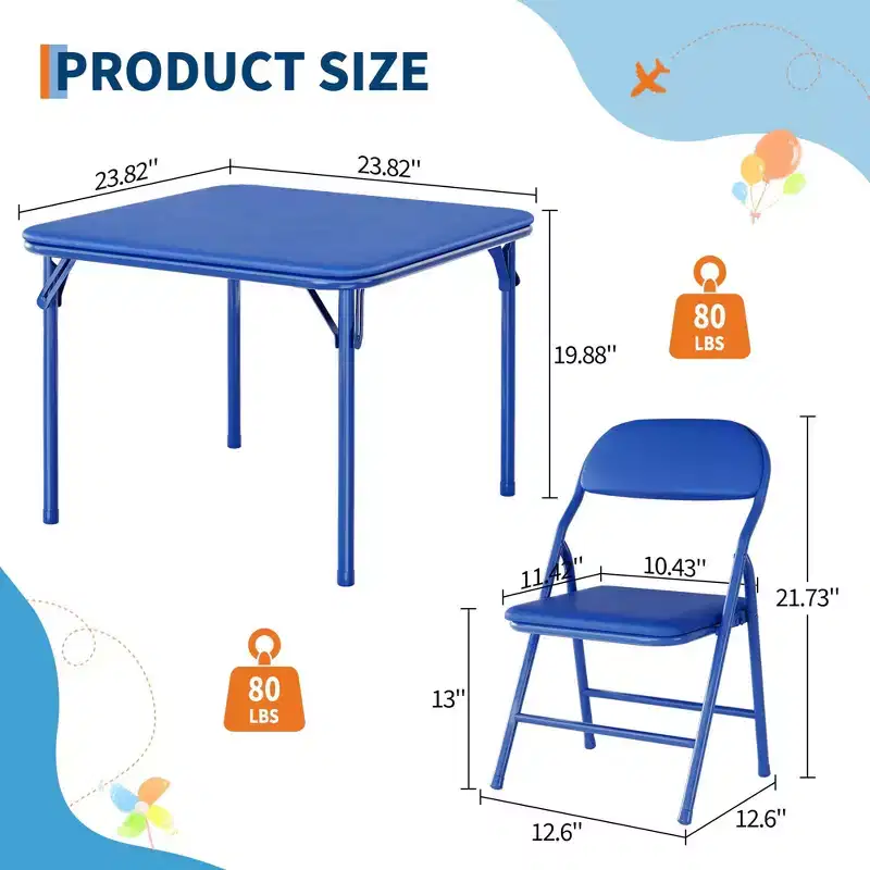 Kids Folding Table and Chairs, Boys and Girls Activity Table for Dining Room Daycare Classroom