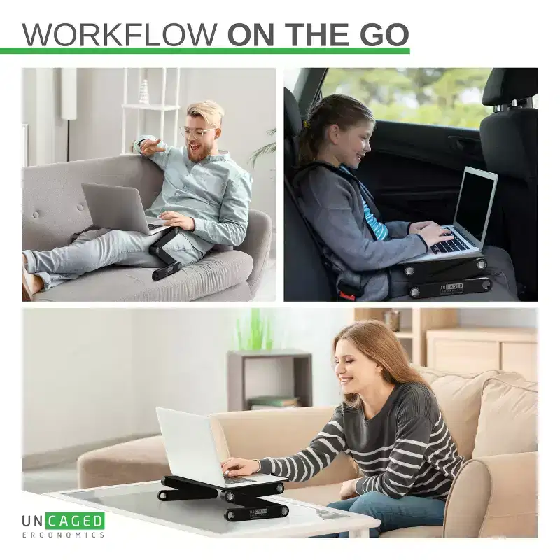 Professional Adjustable Laptop Stand for Desk Lap Desk for Bed Black Aluminum Adjusatble Height Tilt