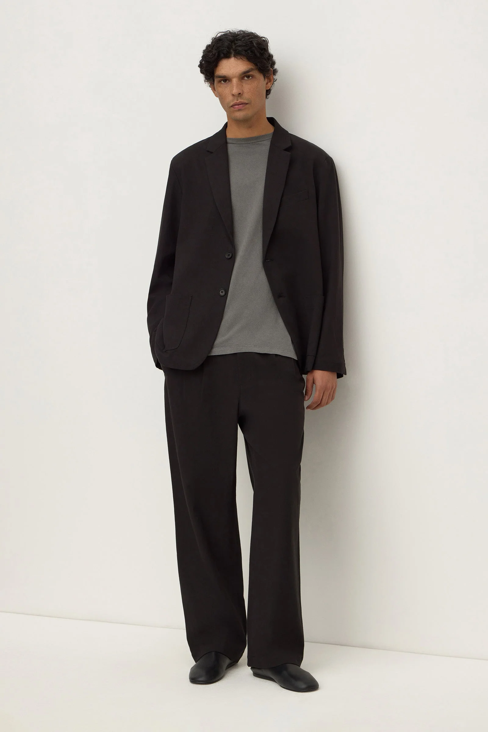 Unstructured Cotton Blend Blazer