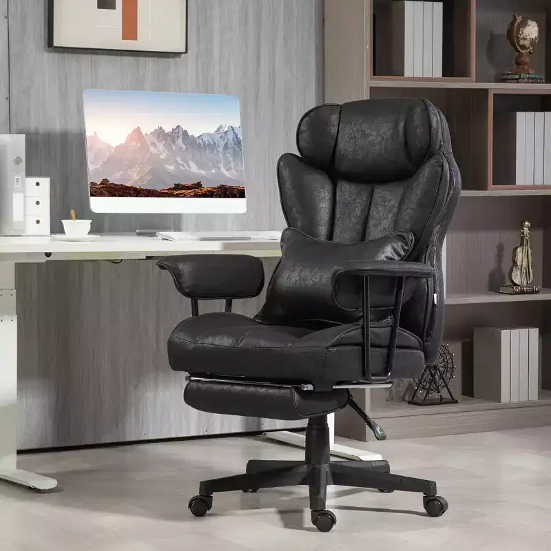 396lbs. Massage Executive Office Chair, Big and Tall Office Chair with Footrest, Lumbar Support and Reclining Function