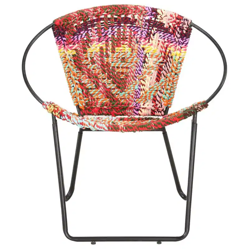 Circle Chair Multicolors Chindi Fabric