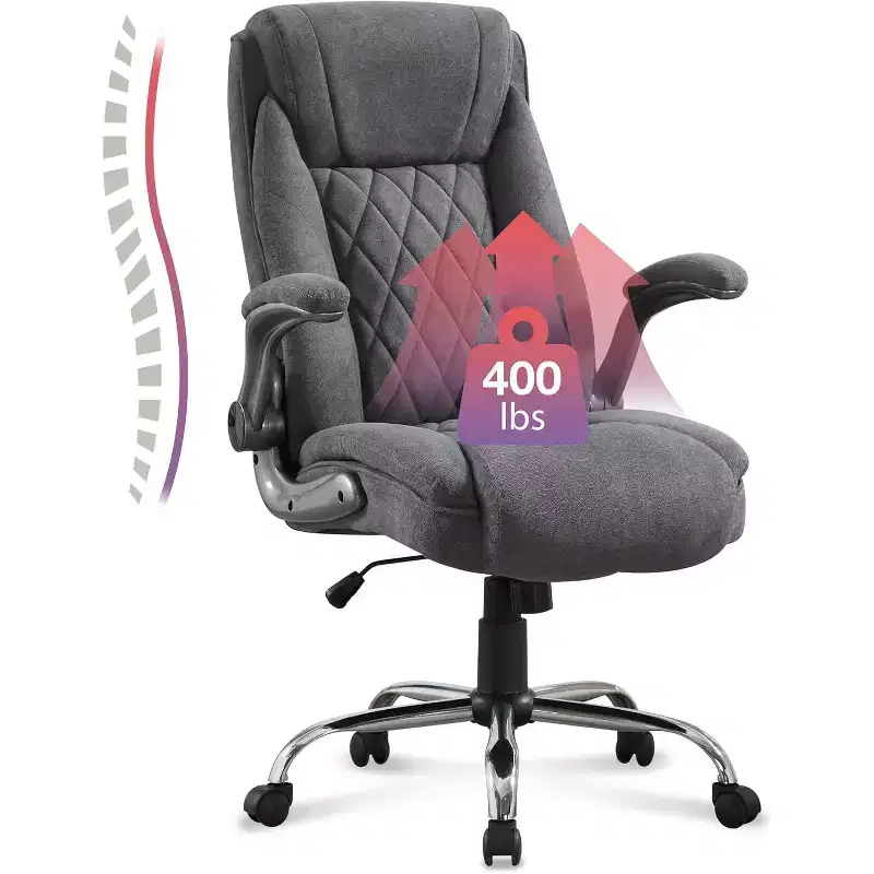 Fabric Office Chair 400lbs High Back Executive Computer Desk Chair with Flip Up Armrest