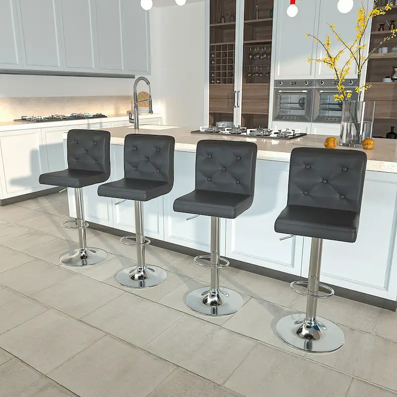 Javlergo  of 4 Bar Stools Adjustable Swivel Counter Height Barstools with Back