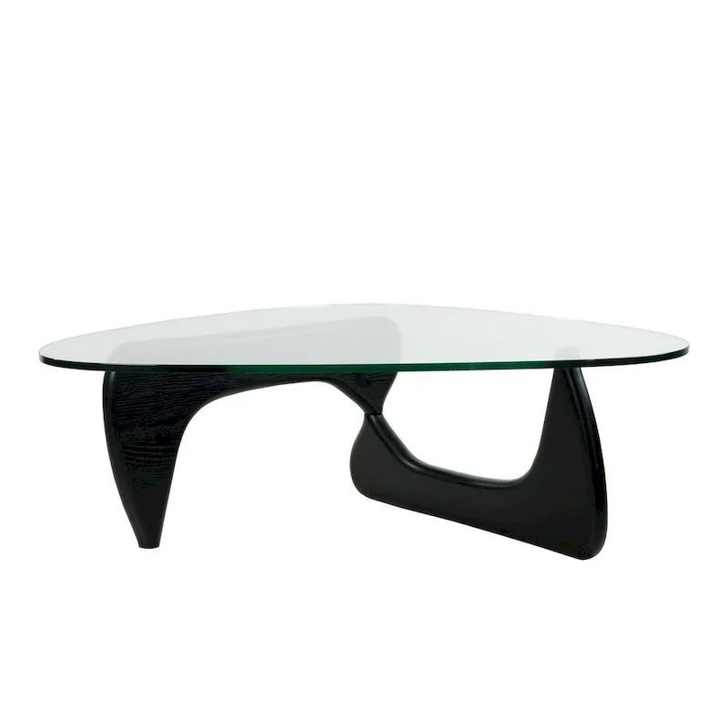 Mid-Century Modern Triangle Tempered Glass Coffee Table