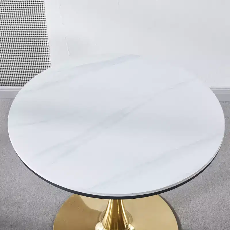 Coffee Table 31.5in Golden and White Tulip Table Mid Century Pedestal Leisure