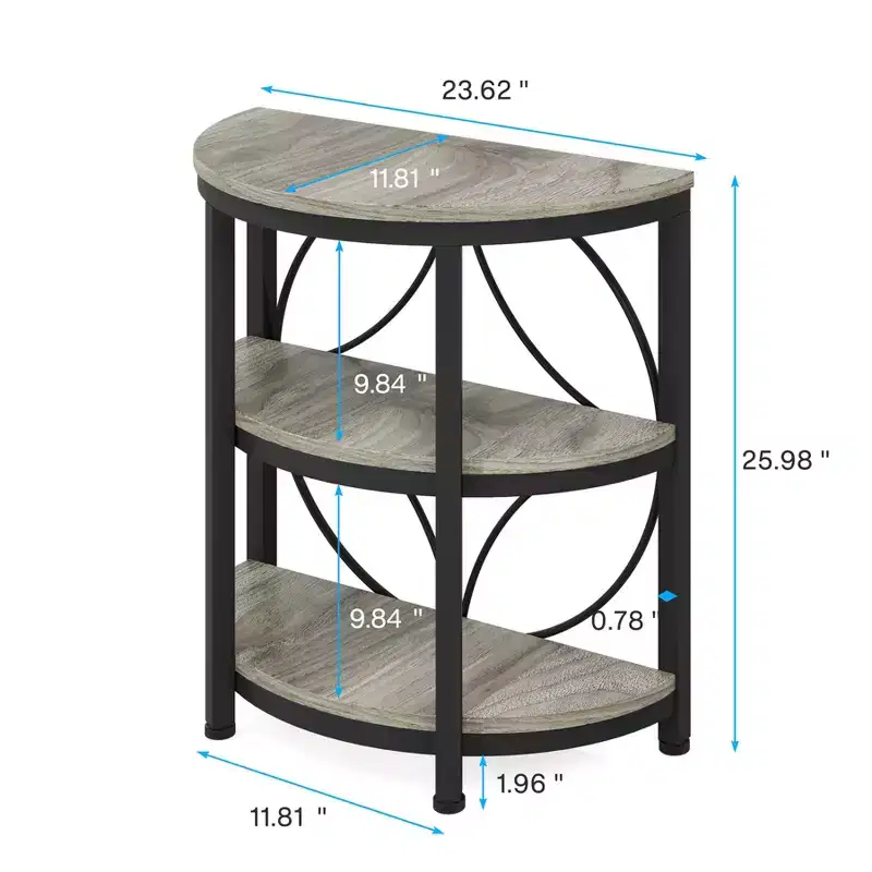 Tribesigns 3 Tier Semi-Circle Side Table, Gray