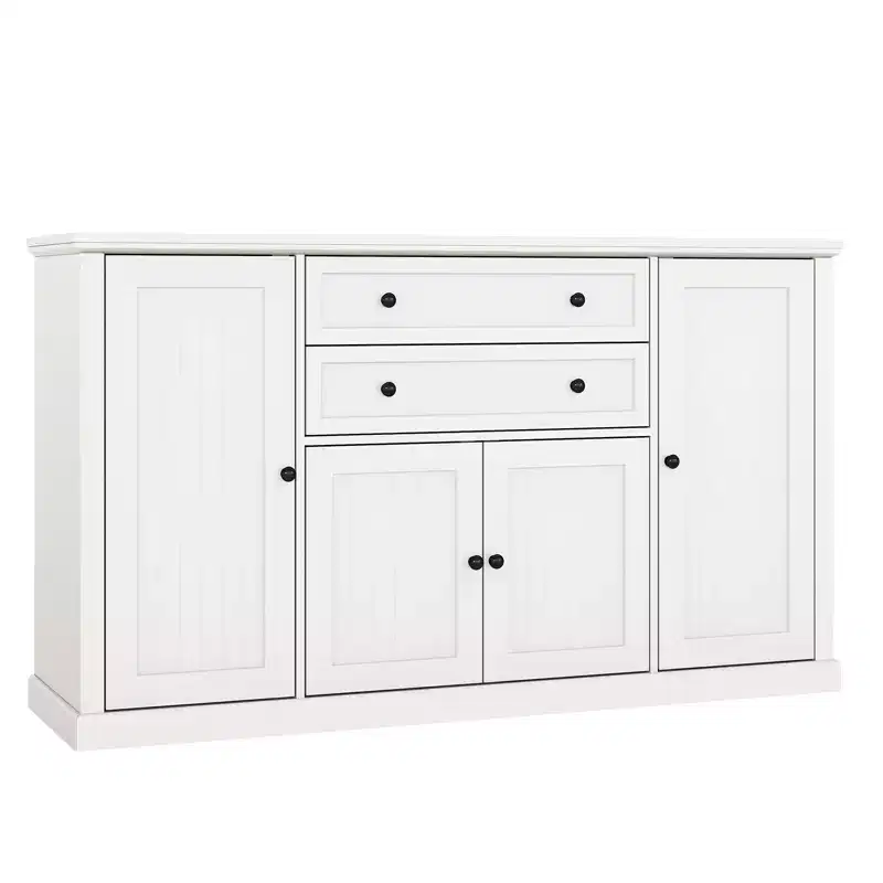 58 Inch Sideboard Buffet Cabinet - Large Wood Rustic Farmhouse Coffee Bar Cupboard with Storage Drawers for Dining Room Kitchen Living Room