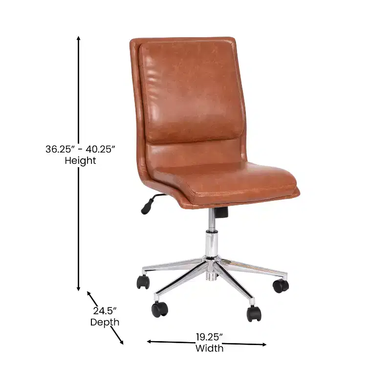 Mid-Back Armless Swivel Task Office Chair Bonded Leather Adjustable Metal Base