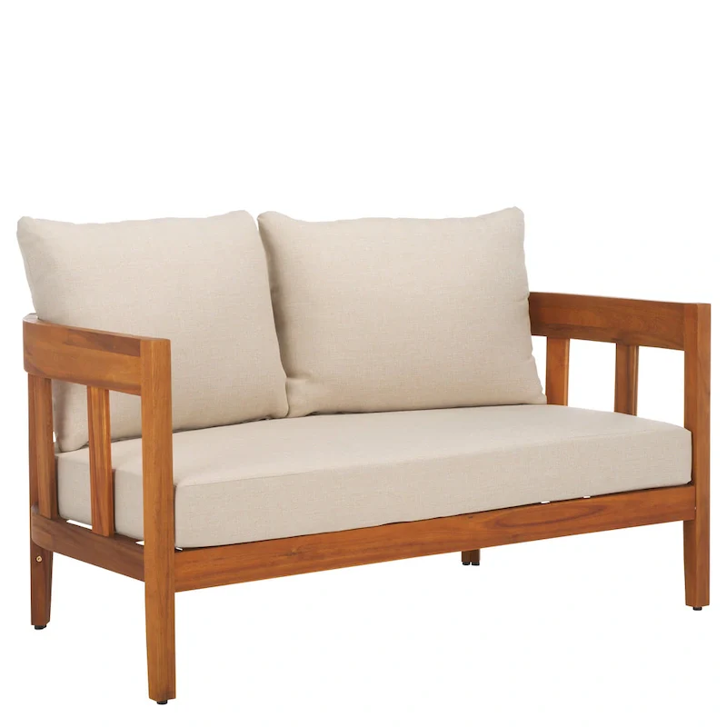 SAFAVIEH Owen 4-Piece Solid Wood Patio Conversation Set - 52W x 30D x 25H