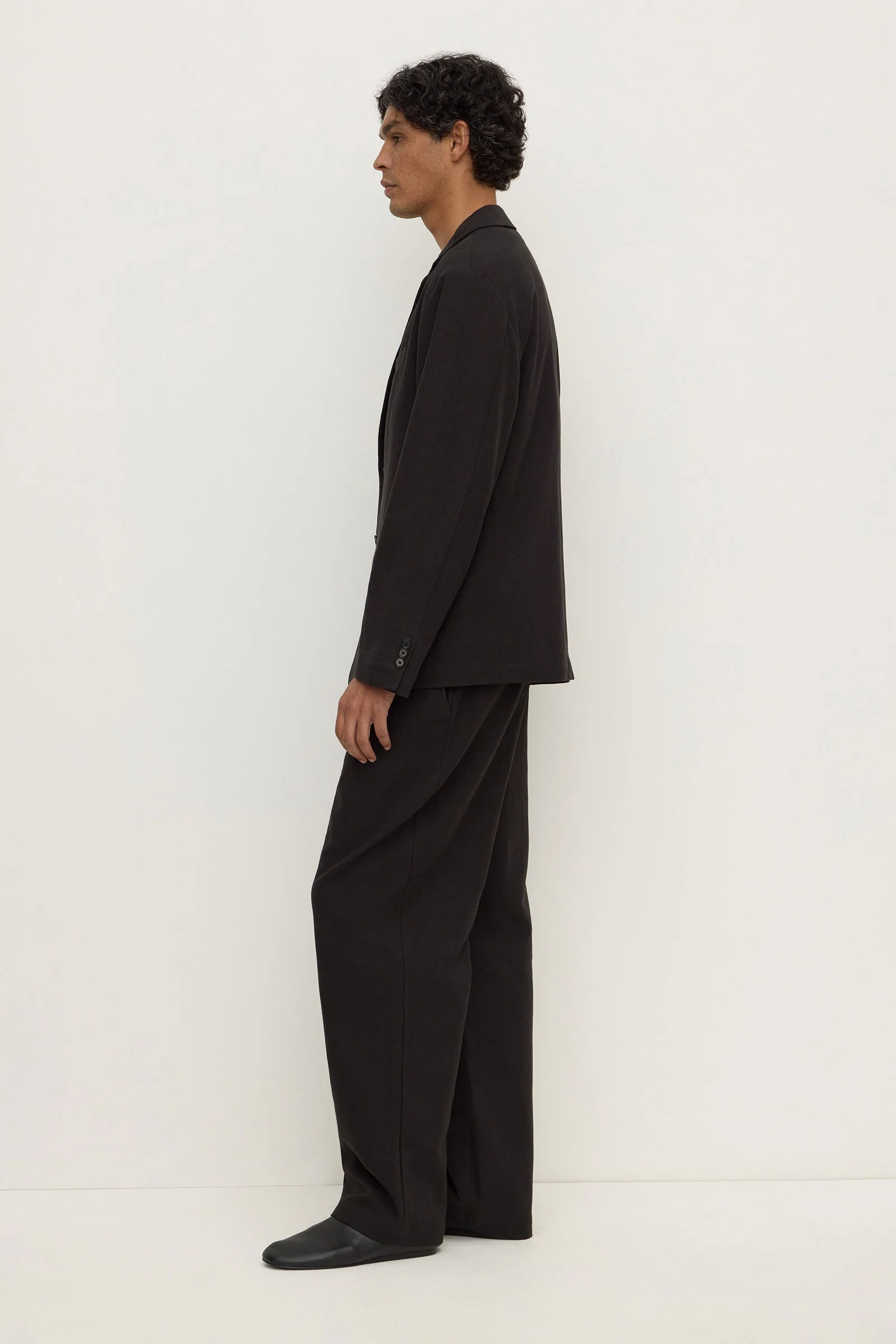 Unstructured Cotton Blend Blazer
