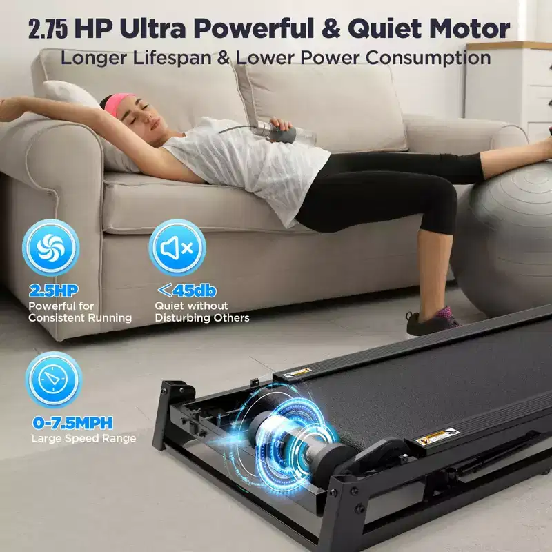 2.75HP Folding Treadmill with 300lb Capacity, 3 Incline, 71 Programs, Smart APP Connection,7.5MPH Portable Treadmill for Home Jogging Walking