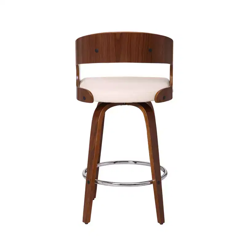 Shelly Contemporary Swivel Barstool Walnut/Cream - Armen Living