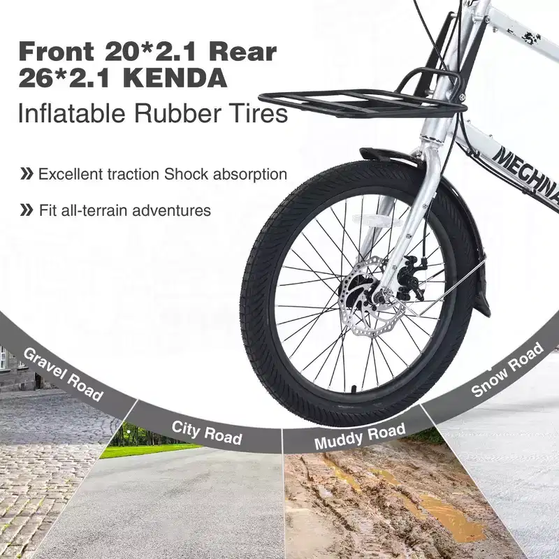 NAYSAYE Bicycle Cargo Bike 7 Speed Alloy Frame Adult Bike for Daily Commute, Silver, 65*27.56*42.13