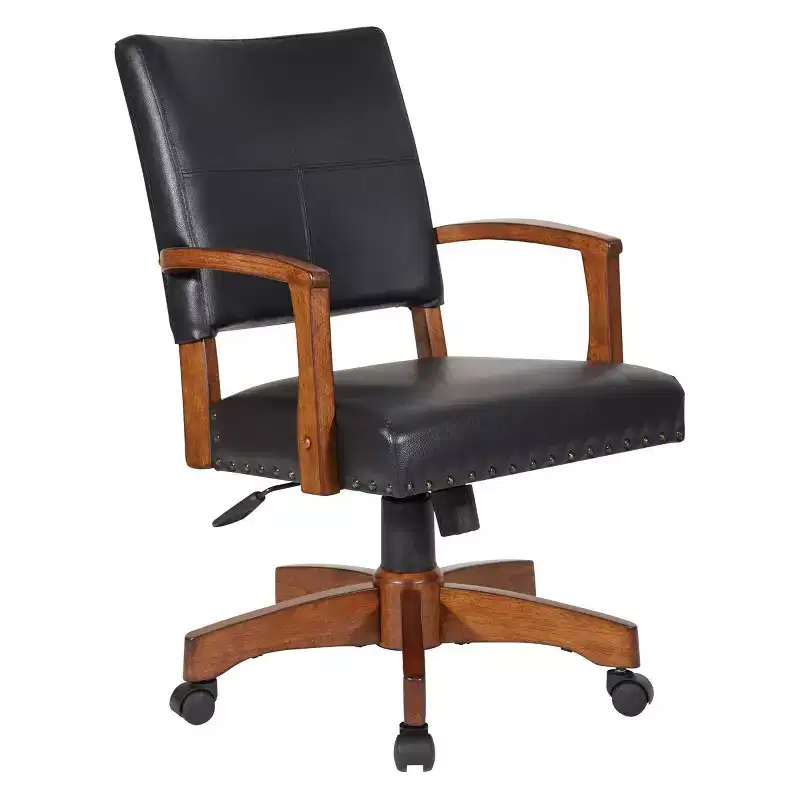 Wood Bankers Chair Black - OSP Home Furnishings: Swivel Desk Chair with Padded Seat & Adjustable Height