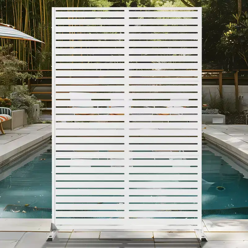 MAYEERTY 7247 in Metal Outdoor Patio Privacy Screen Freestanding Room Divider Partition for Indoor, White