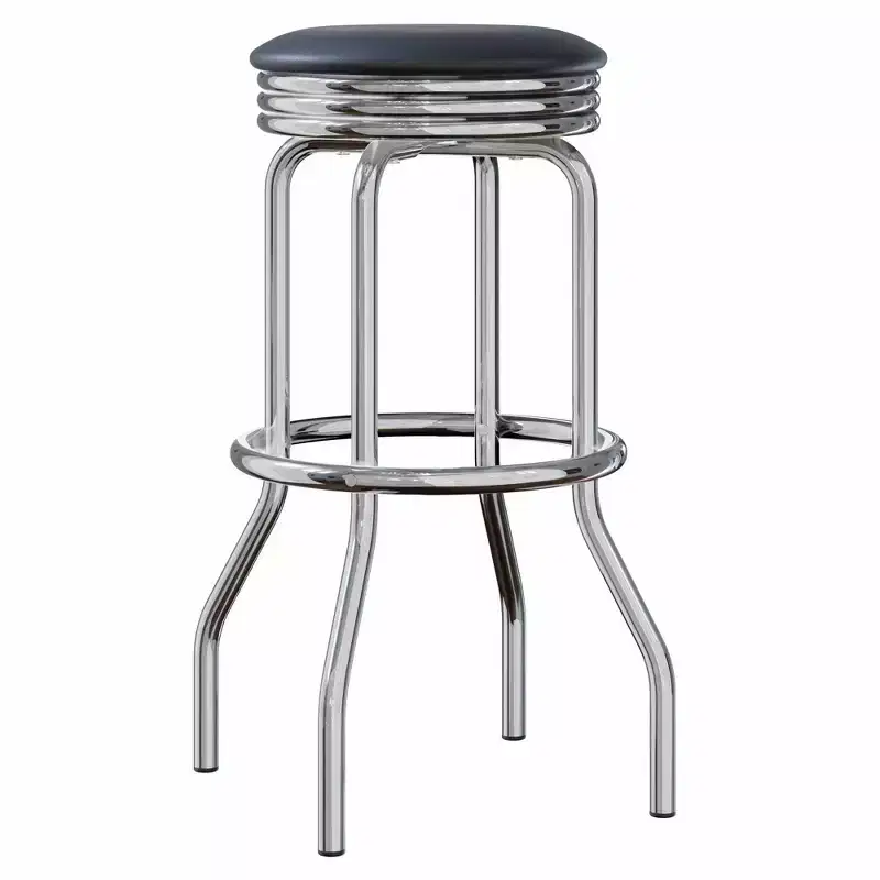 2pc Summit Swivel Stools Metal with Faux Leather Barstools Black - Winsome: Fixed Height, Round Seat, Retro Style
