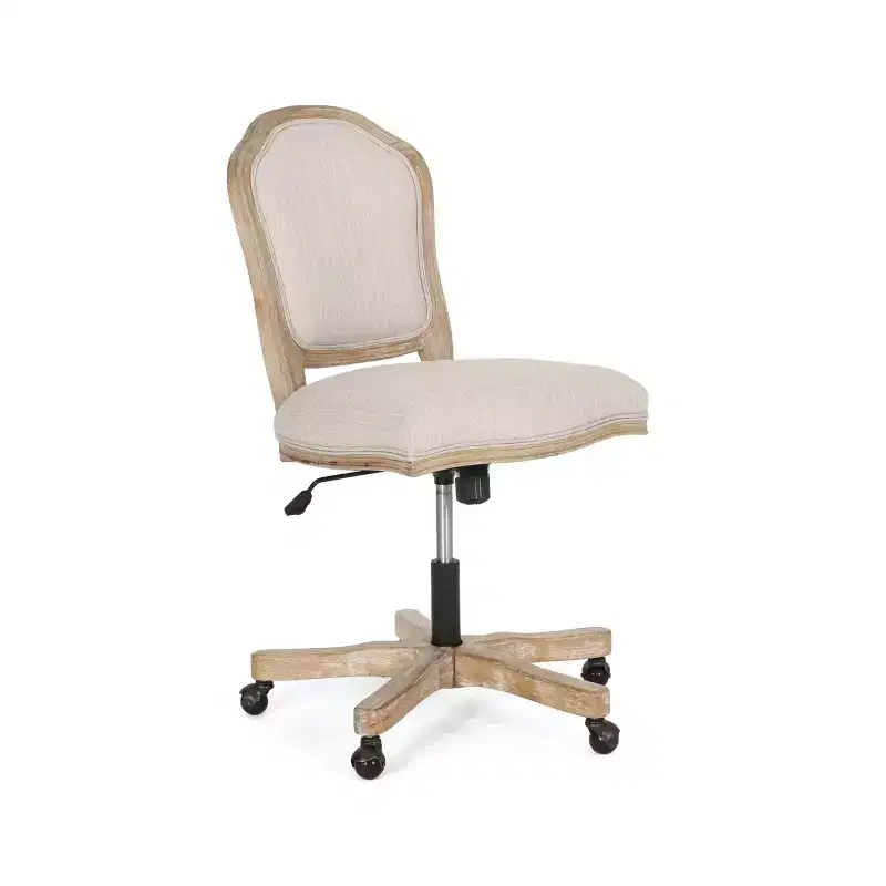 French Country Upholstered Swivel Office Chair