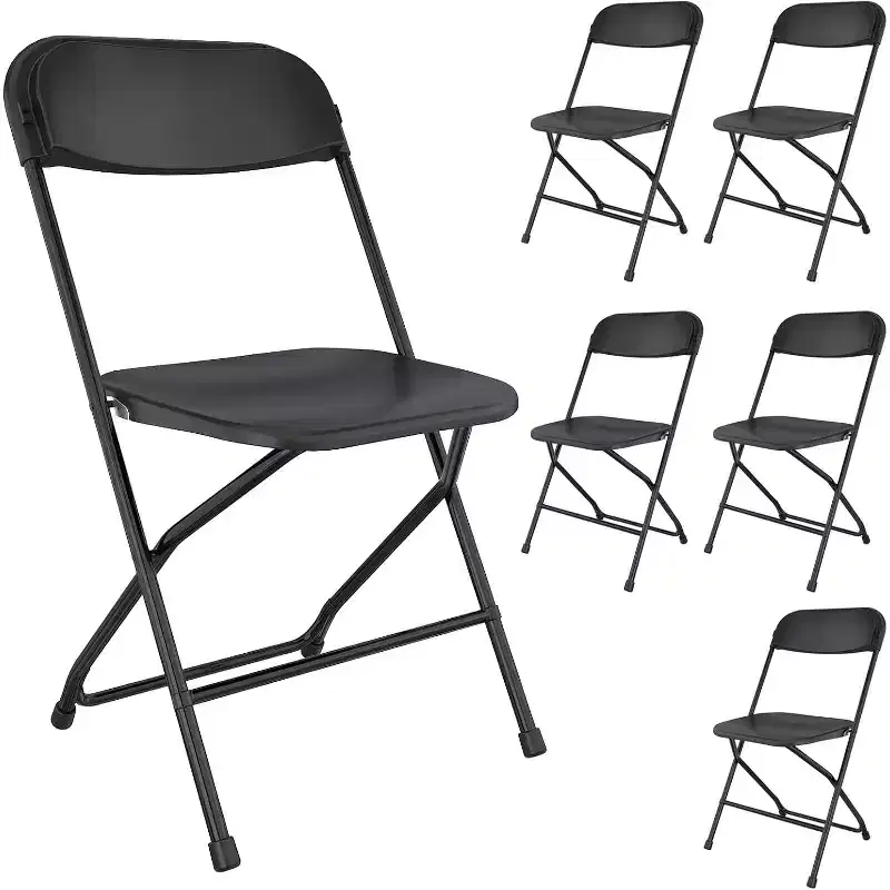 Plastic Folding Chair, Portable Stackable Seat with Steel Frame, 350lb Capacity for Indoor Outdoor Office Wedding Party Kitchen Dining
