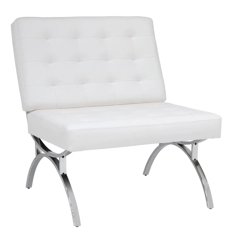 Newel Modern Blended Leather and Chrome Metal Frame Mid Century Accent Chair