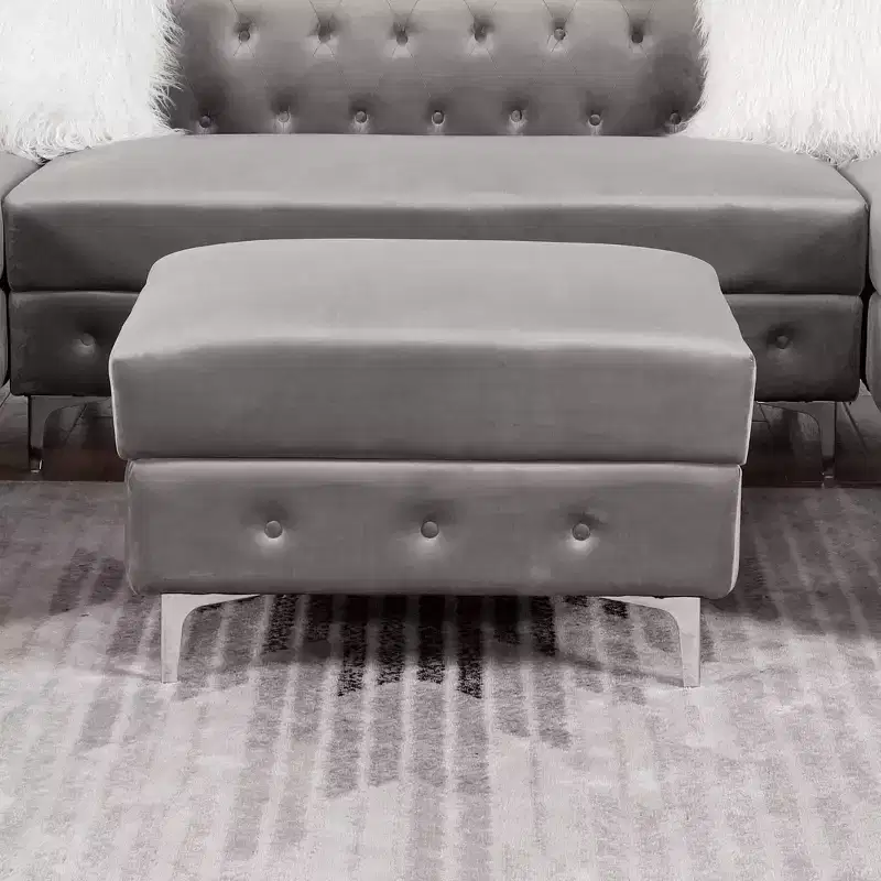 Elmhurst Glam Deep Button Tufted Ottoman Gray - HOMES: Inside + Out