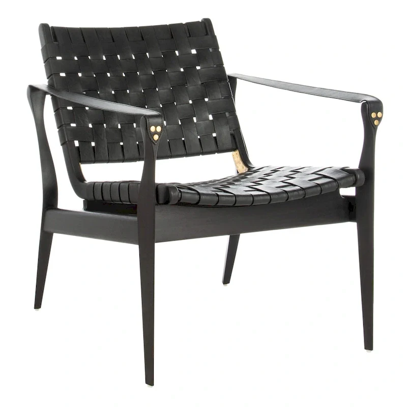 SAFAVIEH Couture Zenica Leather Safari Chair - 24.5 W x 30 L x 30 H - 25W x 30D x 30H