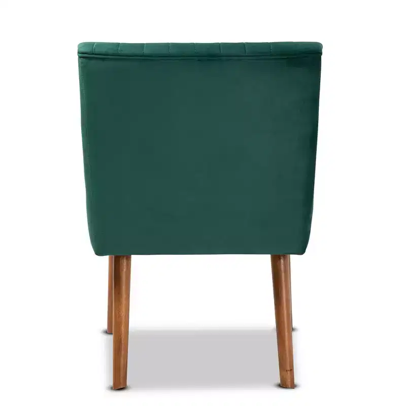Velvet Upholstered and Wood Dining Chair -
