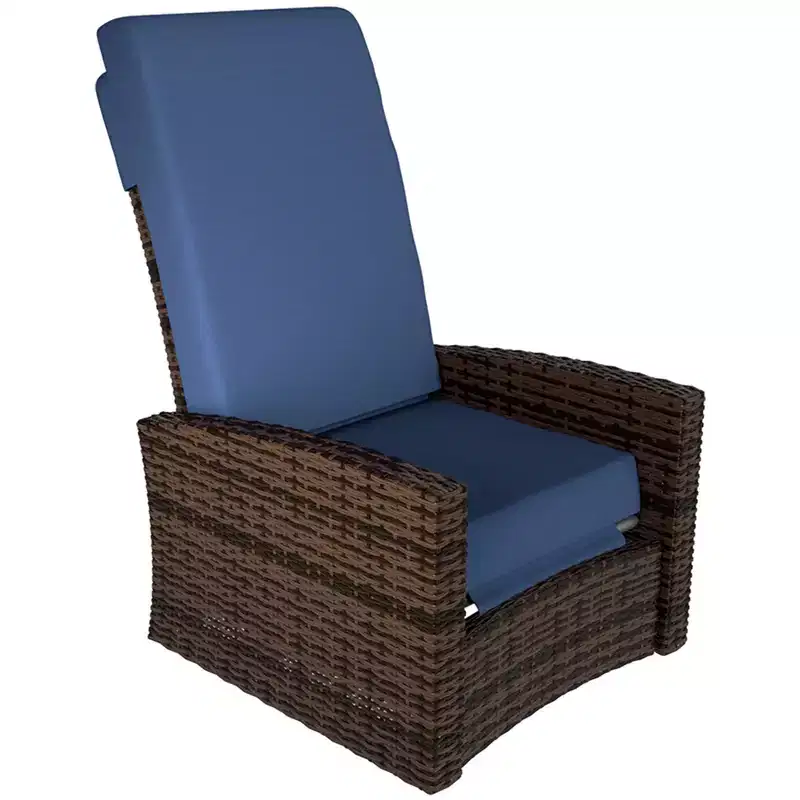 Outdoor Wicker Swivel Recliner Chair, Lifting Footrest, 360 Degree Rotating Basic, Water-resistant Cushions