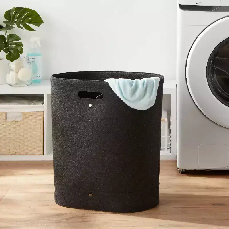 Felt Double Hamper Charcoal - Brightroom™: Polyester, 6000 Volume, Adjustable, Open-Top, No Assembly Required