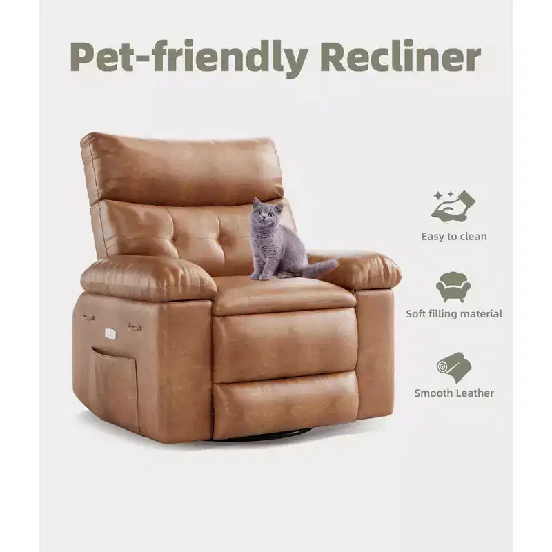 Extra-large massage and heated rocking chair, 360 rotating recliner, with remote control, cup holder and side pockets, ergonomically designed.