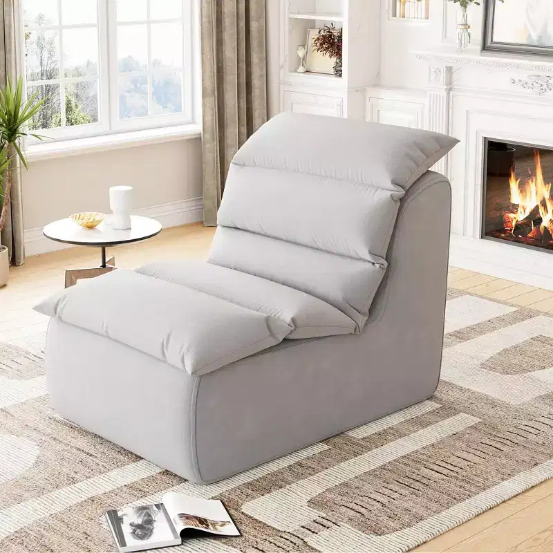 Bean Bag Chair for Adults, High-Density Foam Lazy Floor Sofa with Non-Slip Base, Comfy Fireside Chair, Leisure Reading Chair for Living Room, Bedroom
